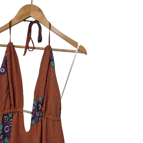 Tricia Fix - Open Back Midi Halter Dress SIZE Medium - Retro 70s Style - Picture 2 of 6